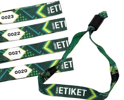 Woven festival wristband made with recycled materials